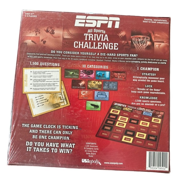 ESPN All Sport Trivia Challenge Board Game Tailgate Edition - Picture 4 of 7